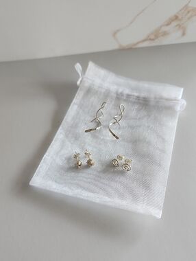 Set Of 3 Sterling Silver Swirl Knot Style Earrings